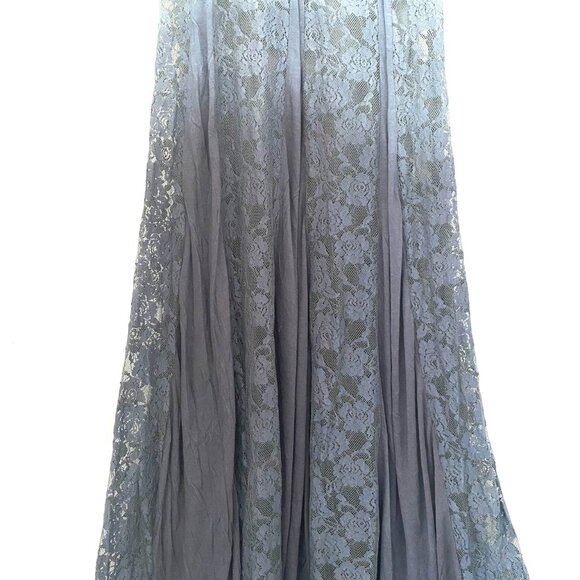 NWOT Indigo Thread Lace Jersey Dip Dye Maxi Dress XS Ombre Fairy Whimsigoth Boho - Picture 7 of 13